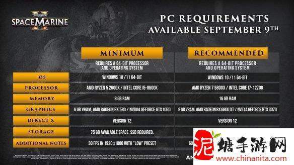 《战锤40K：星际战士2》PC配置要求公布！9月发售