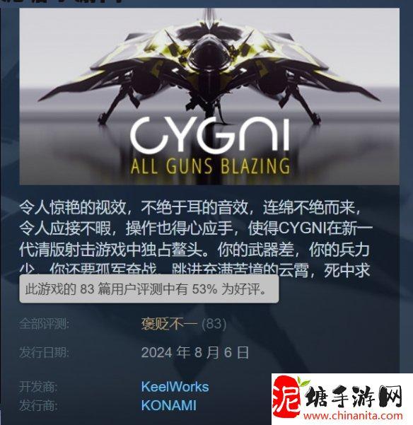 科乐美太空射击《CYGNI》正式发售！Steam为褒贬不一