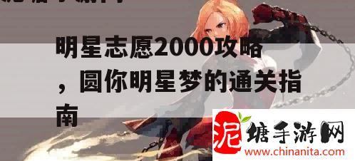 明星志愿2000攻略，圆你明星梦的通关指南